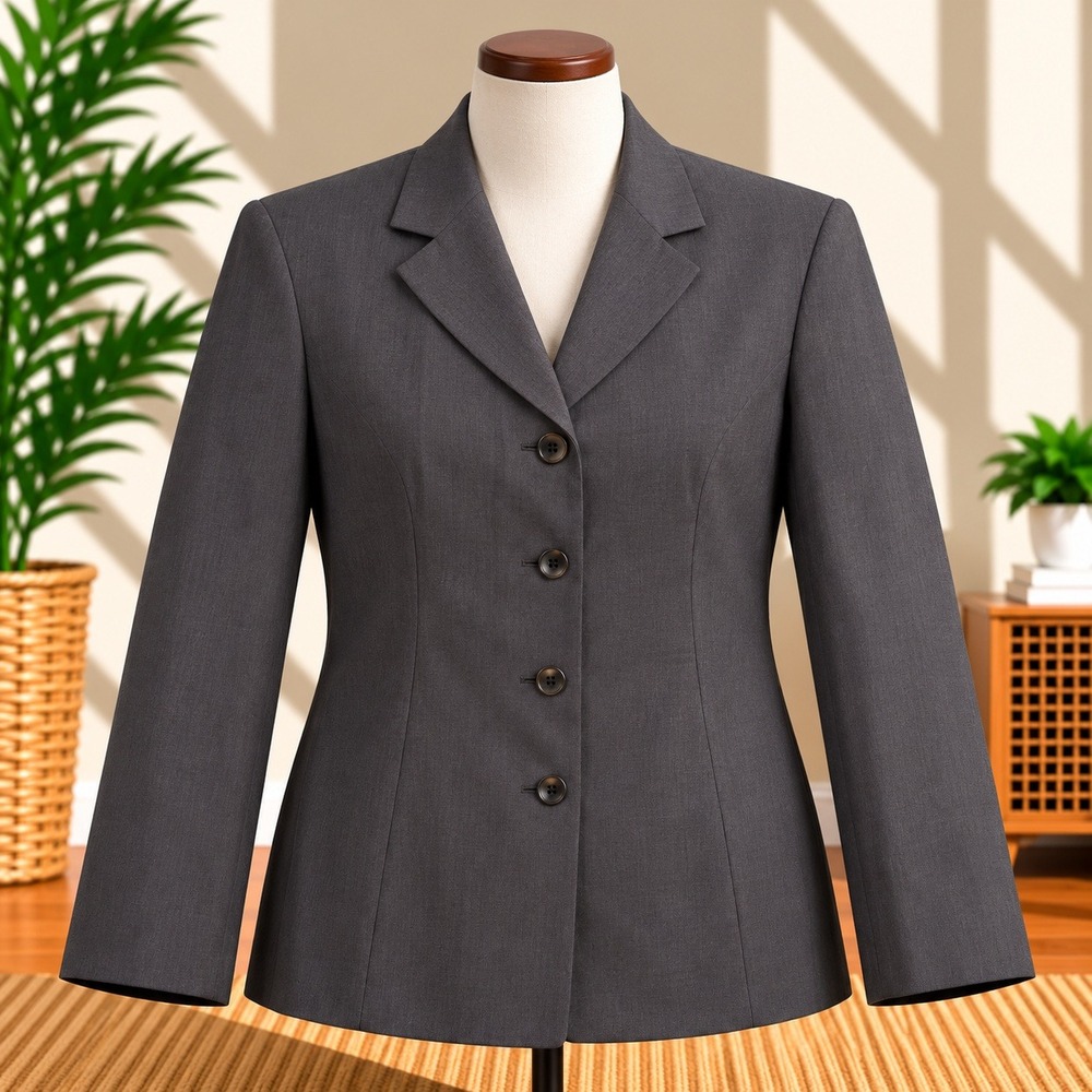 LA CITY Paris Blazer Jacket Womens 3 Gray 4-Button Professional Tailored Coat